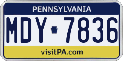 PA license plate MDY7836