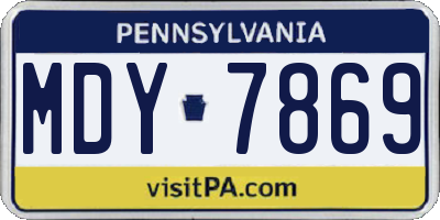 PA license plate MDY7869