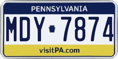PA license plate MDY7874