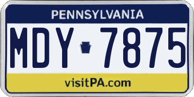 PA license plate MDY7875