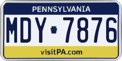 PA license plate MDY7876