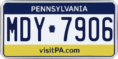 PA license plate MDY7906