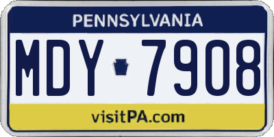 PA license plate MDY7908