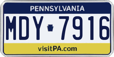 PA license plate MDY7916