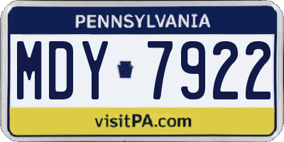 PA license plate MDY7922