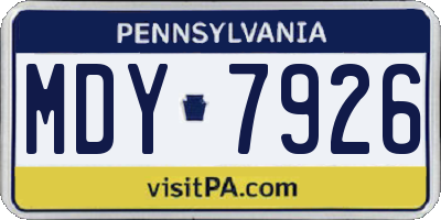 PA license plate MDY7926