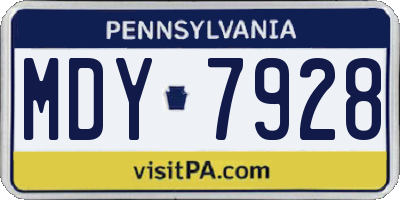 PA license plate MDY7928