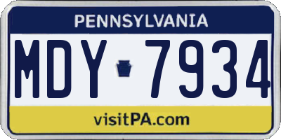 PA license plate MDY7934