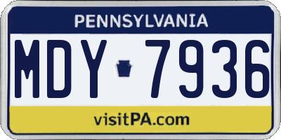 PA license plate MDY7936