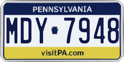 PA license plate MDY7948