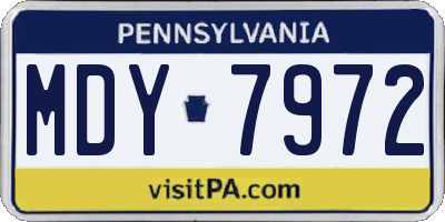 PA license plate MDY7972