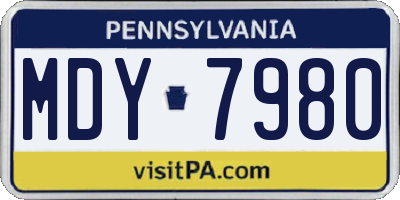 PA license plate MDY7980