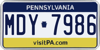 PA license plate MDY7986