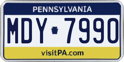 PA license plate MDY7990