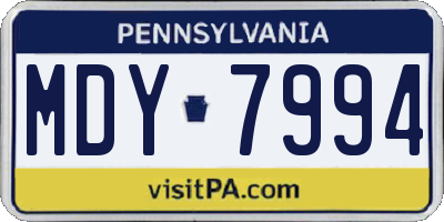 PA license plate MDY7994