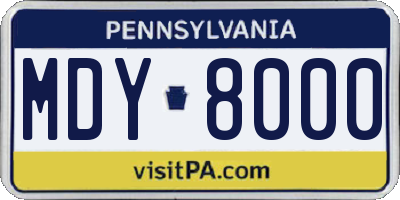PA license plate MDY8000