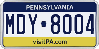 PA license plate MDY8004