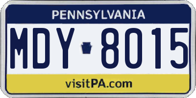 PA license plate MDY8015
