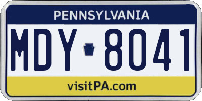 PA license plate MDY8041