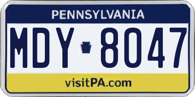 PA license plate MDY8047