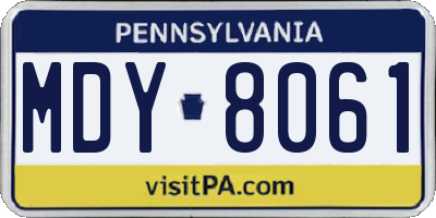 PA license plate MDY8061
