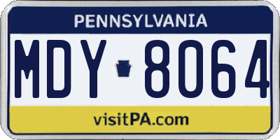 PA license plate MDY8064