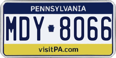 PA license plate MDY8066