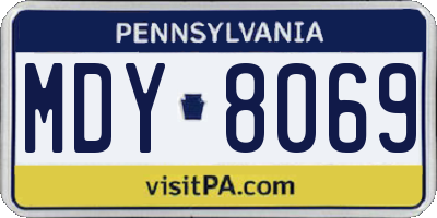 PA license plate MDY8069