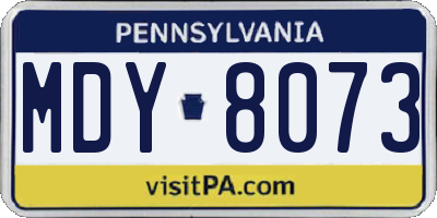 PA license plate MDY8073