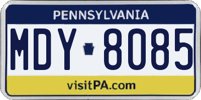 PA license plate MDY8085