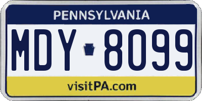 PA license plate MDY8099