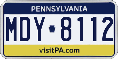 PA license plate MDY8112