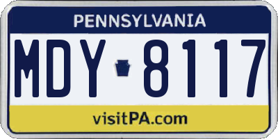 PA license plate MDY8117