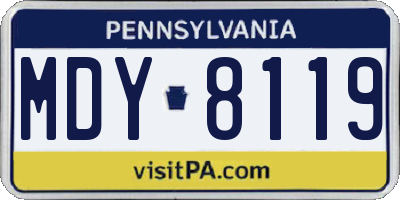 PA license plate MDY8119