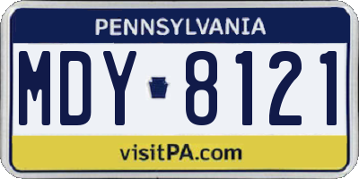 PA license plate MDY8121