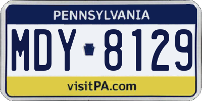 PA license plate MDY8129