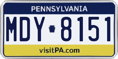 PA license plate MDY8151