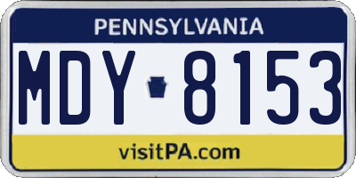 PA license plate MDY8153