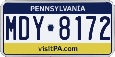 PA license plate MDY8172