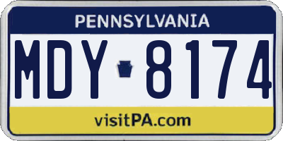 PA license plate MDY8174