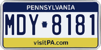PA license plate MDY8181
