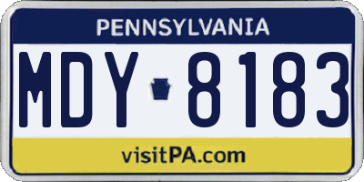 PA license plate MDY8183