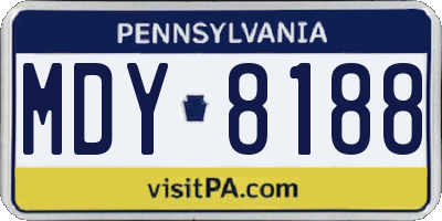 PA license plate MDY8188