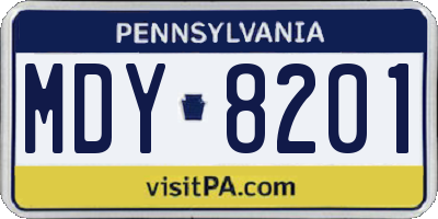 PA license plate MDY8201