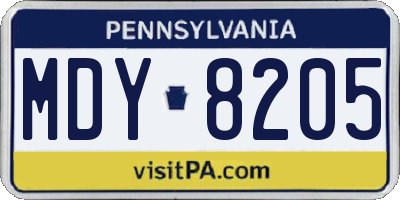 PA license plate MDY8205