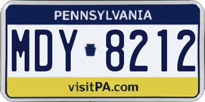 PA license plate MDY8212