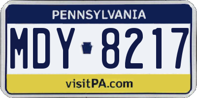 PA license plate MDY8217