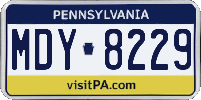 PA license plate MDY8229