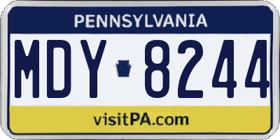 PA license plate MDY8244