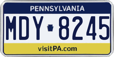 PA license plate MDY8245
